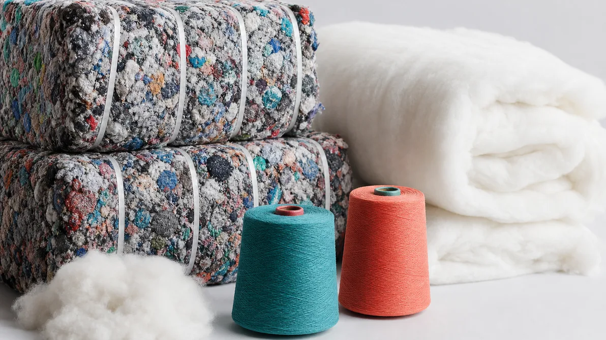 Recycled polyester staple fibre bales